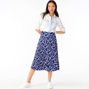 J Crew Navy Floral Pleated Skirt